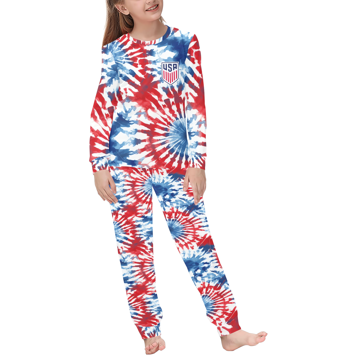 USWNT USA Soccer • Tie Dye Kids Pajamas • USA FIFA Jersey • Kids Soccer Gift • Rapinoe • Ertz • Morgan • Horan