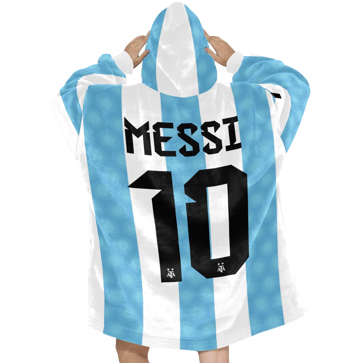 Lionel Messi 10• Kids Hooded Blanket • Messi Soccer Kid Gift • Argentina World Cup Kit • Tween Soccer Gift