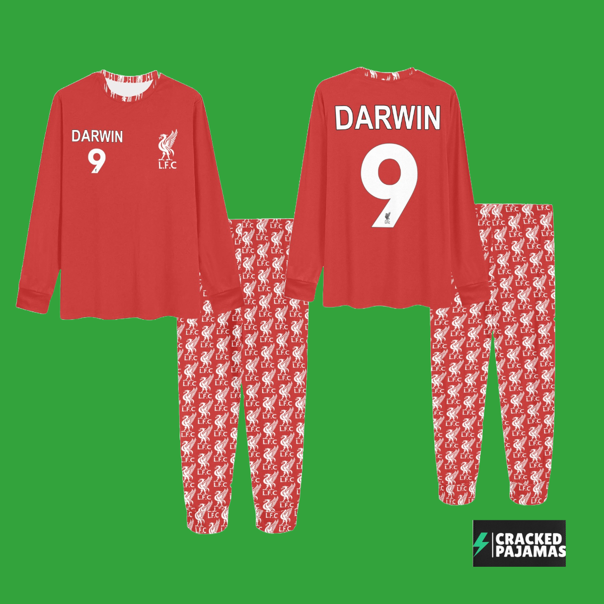 LFC Player • Kids Soccer Pajamas • Player Personalized Premier League Jersey • Mo Salah • Darwin Nunez • Cody Gakpo • Trent Alexander-Arnold • Virgil Van Dijk • YNWA