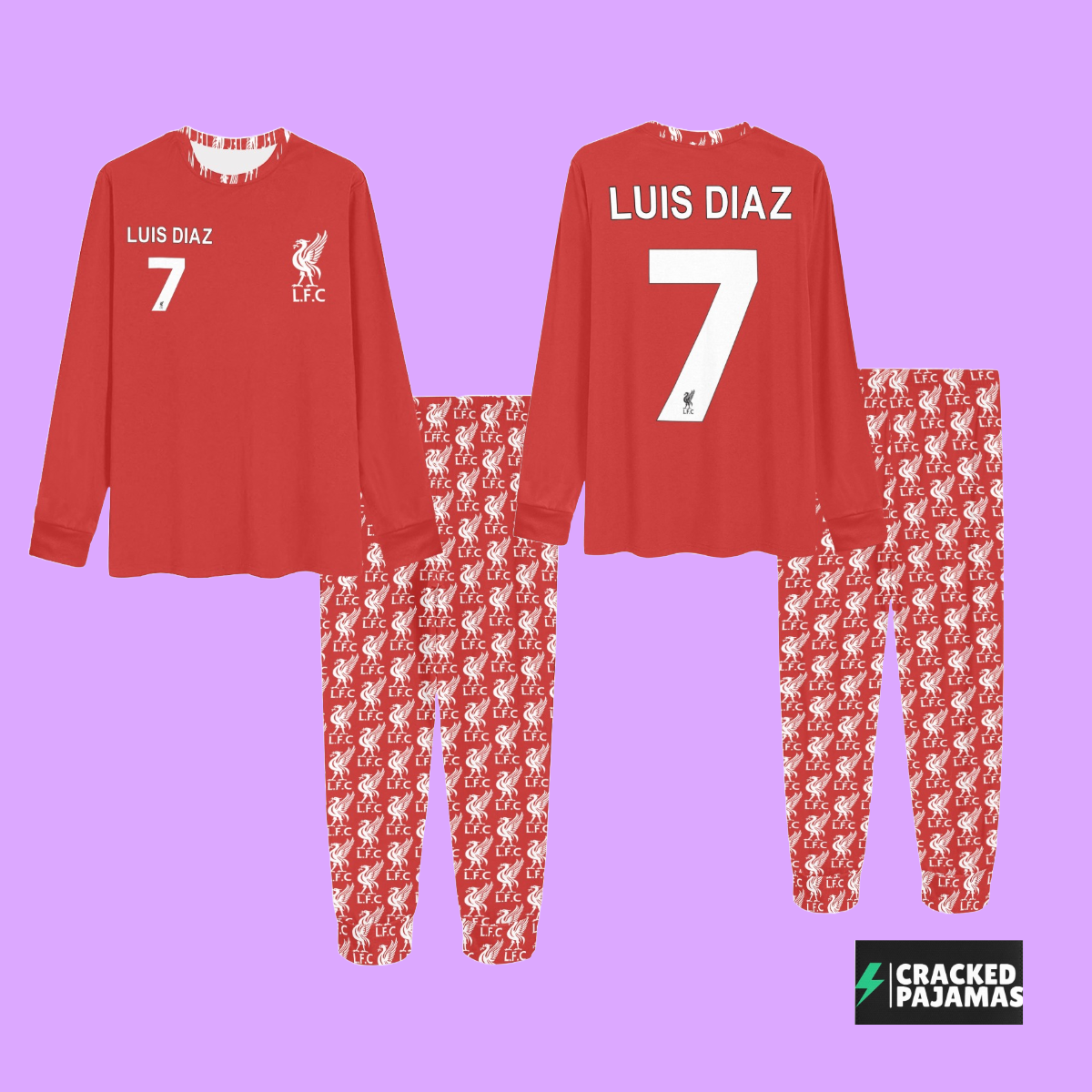 LFC Player • Kids Soccer Pajamas • Player Personalized Premier League Jersey • Mo Salah • Darwin Nunez • Cody Gakpo • Trent Alexander-Arnold • Virgil Van Dijk • YNWA