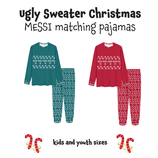 Ugly Sweater Messi Christmas Soccer Pajamas - Stay Cozy and Celebrate the Legend