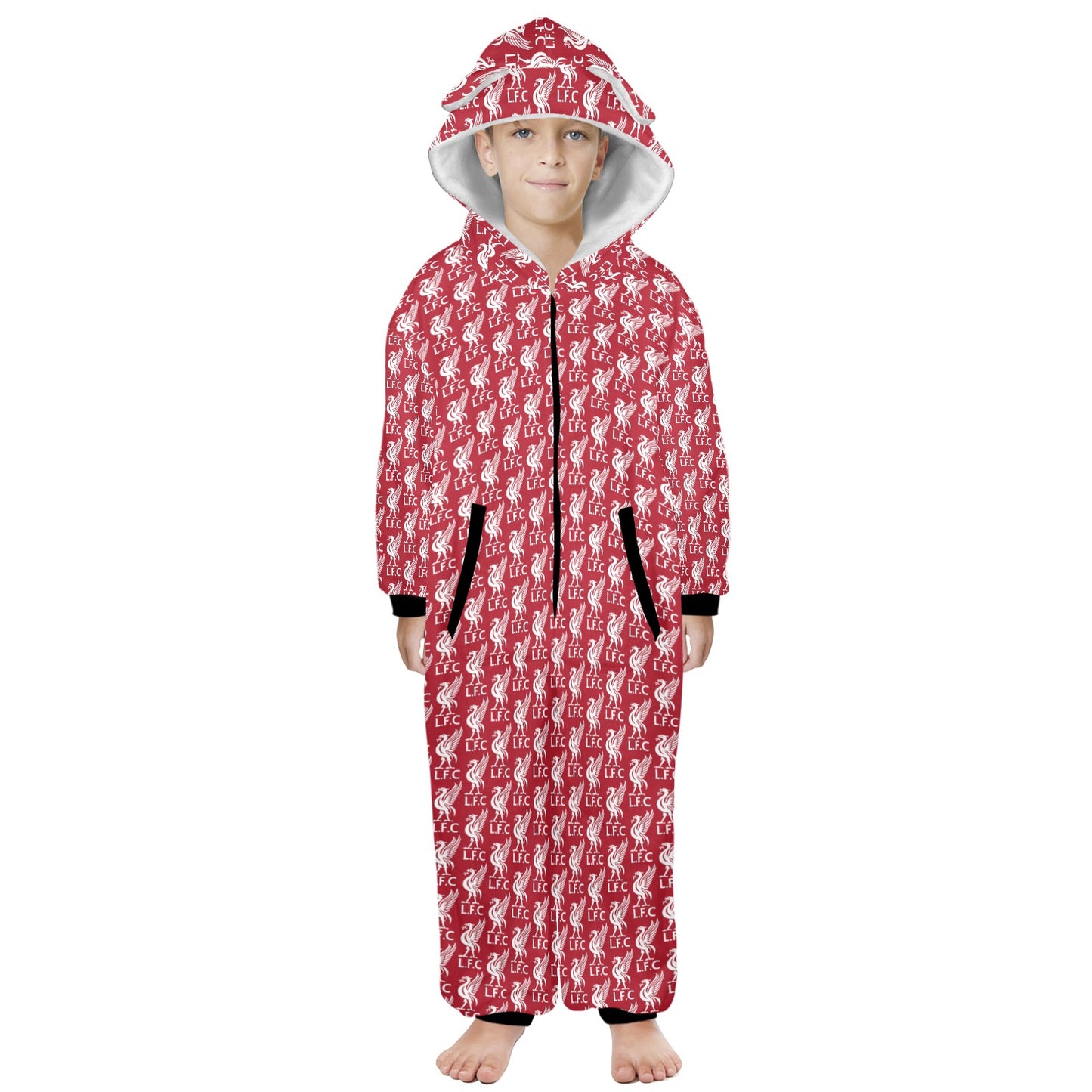 Liverpool Hooded Onesie Pajamas •  Holiday Soccer Pajamas • Soccer Christmas Gift • Festive Sleepwear