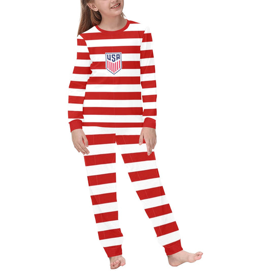 Team USA Striped Soccer Pajamas • Soccer Christmas Gift • Festive Sleepwear for USMNT, USWNT Fans