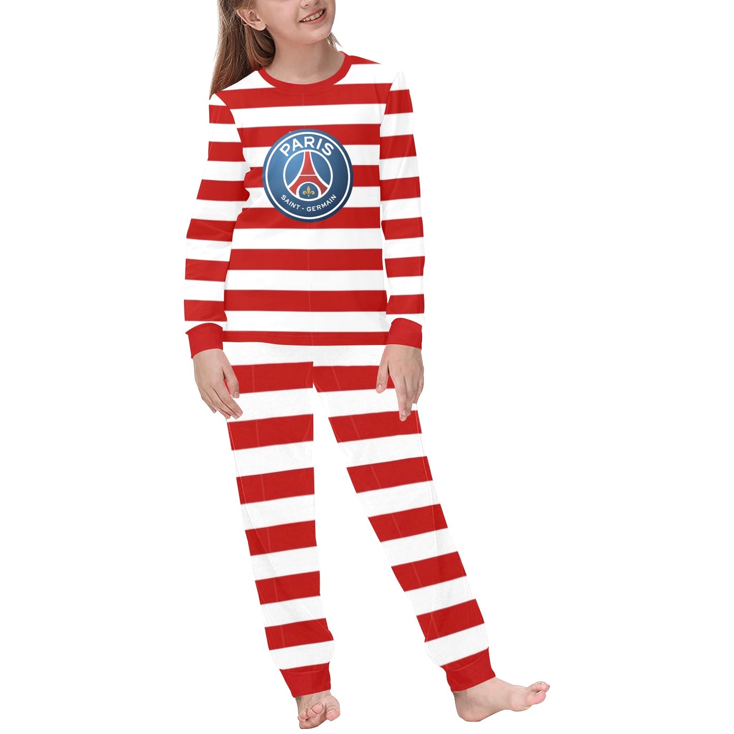 PSG Striped Soccer Pajamas • Soccer Christmas Gift • Festive Sleepwear for PSG Fans